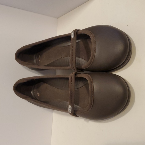 Crocs Ginger Mary Jane Wedge Heels Slip On In Brown Size 10 - Picture 2 of 12